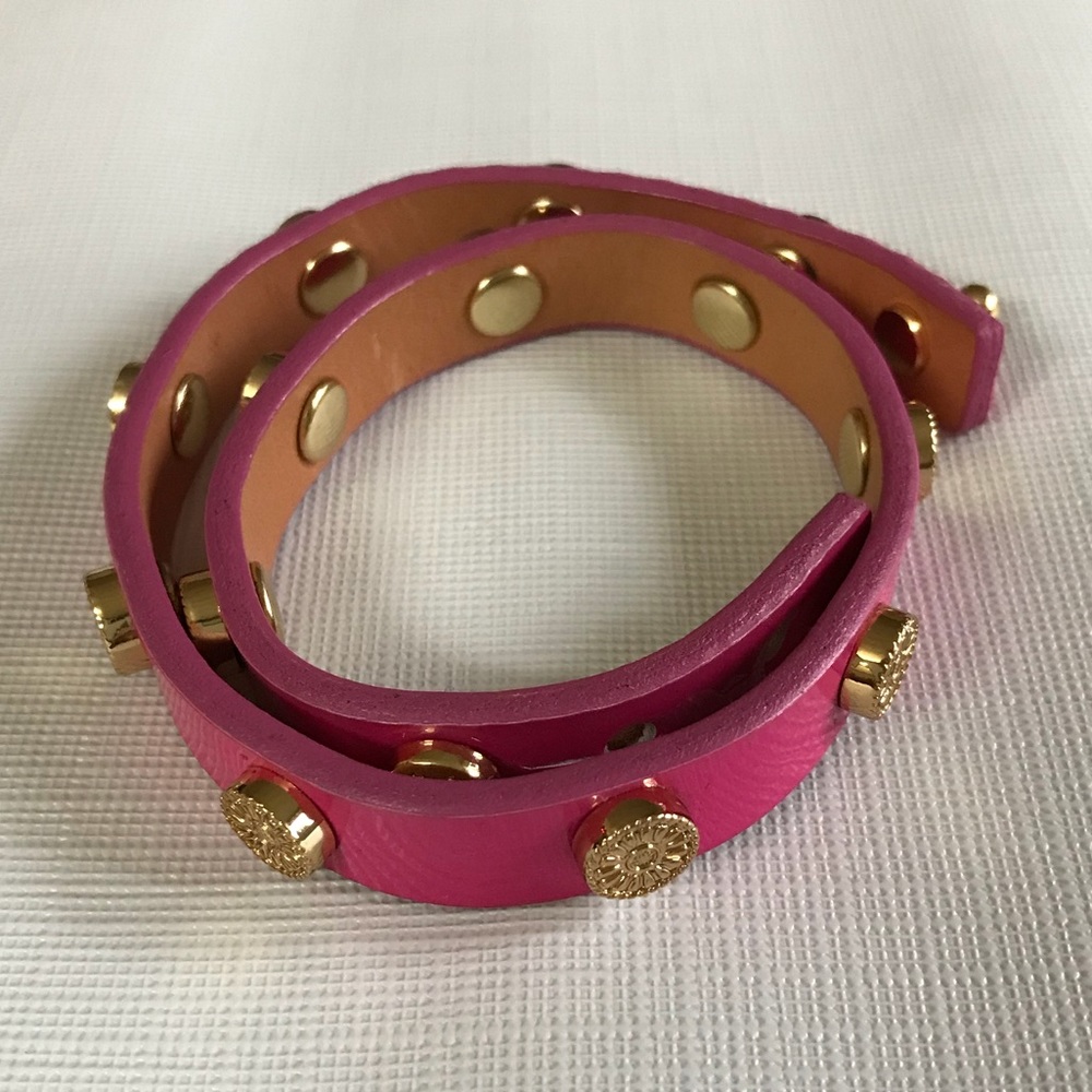 Tory Burch Pink Patent Foundation Wrap Bracelet